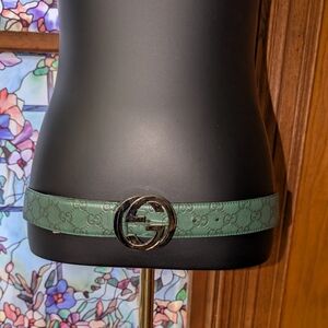 Gucci "Guccisima" Green Belt with Silver Buckle